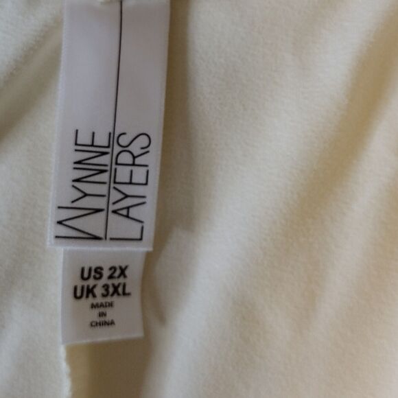 Wynne Layers Ivory Stretch Plus Size 2X Wide Leg Gathered Hemline - Picture 3 of 4